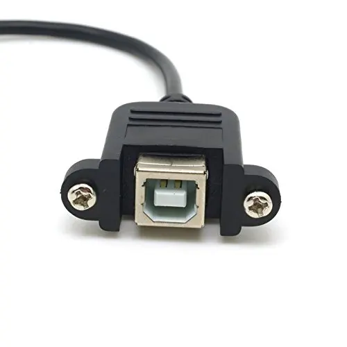 90 Degree Left Angled Micro USB 5pin Male to USB B Female Panel Mount Type Cable With Screws 20cm