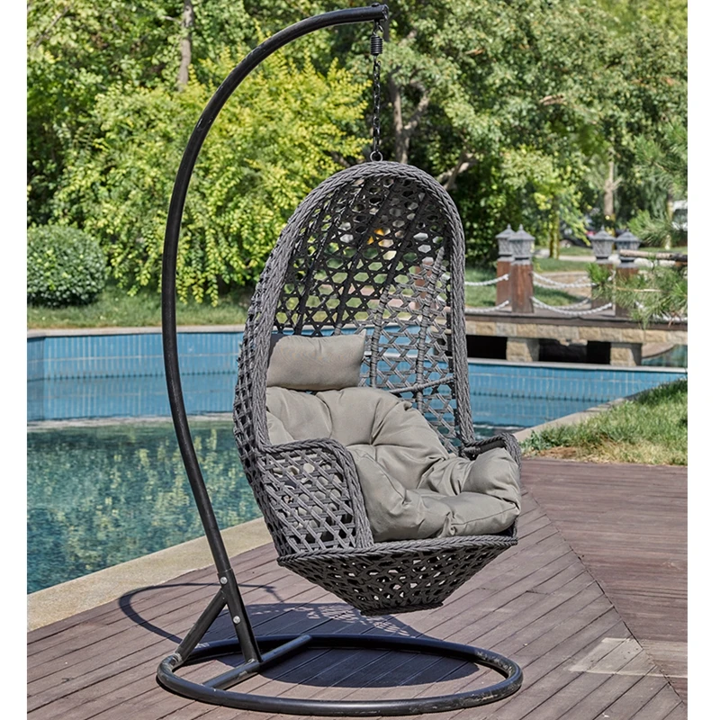 Hanging egg hammock chair with stand Swing seat cushion thick nest hanging chair back with pillow Alibaba