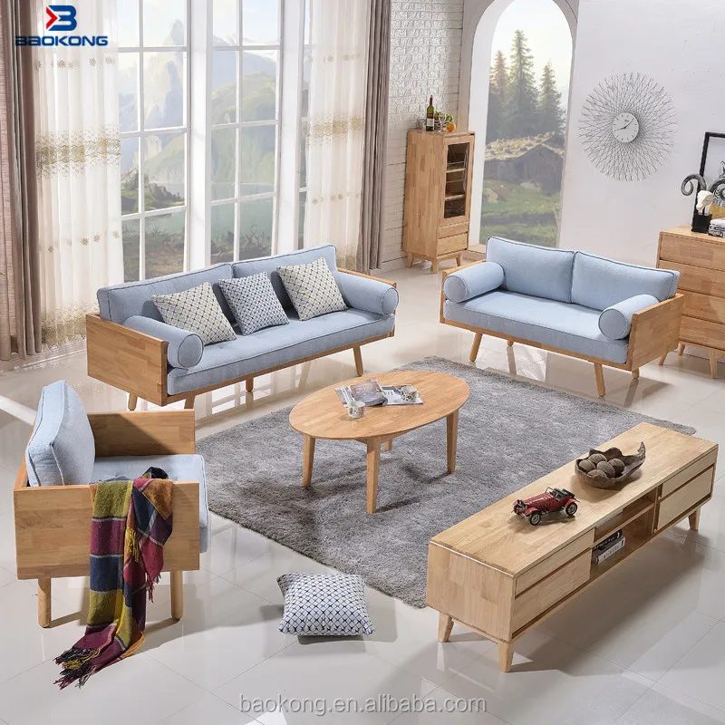 Nordic Style Fabric Upholstery Combination Sofa Set With Solid Wood Frame