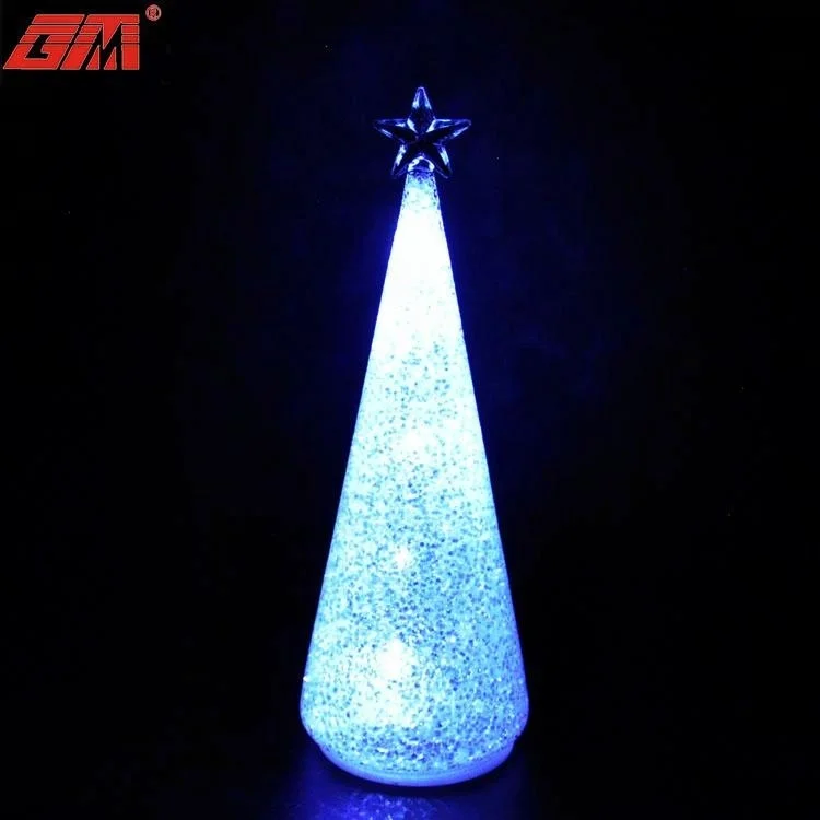 New arrival glass Christmas tree decoration with glitter and LED  inside for xmas decor tabletop christmas trees custom form ch manufacture