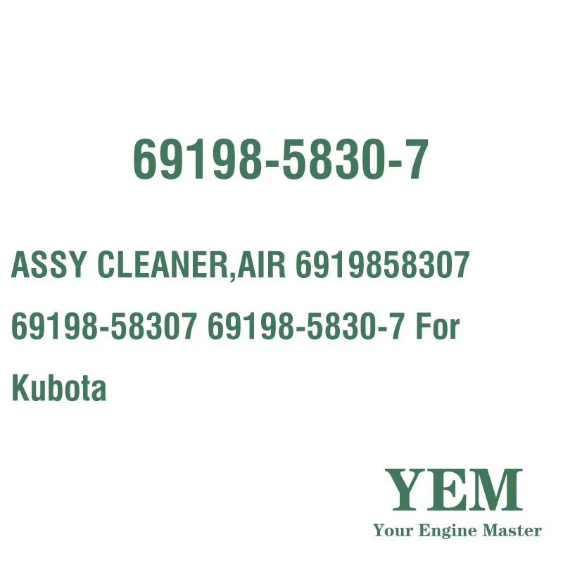ASSY CLEANER AIR 6919858307 69198-58307 69198-5830-7 for Kubota