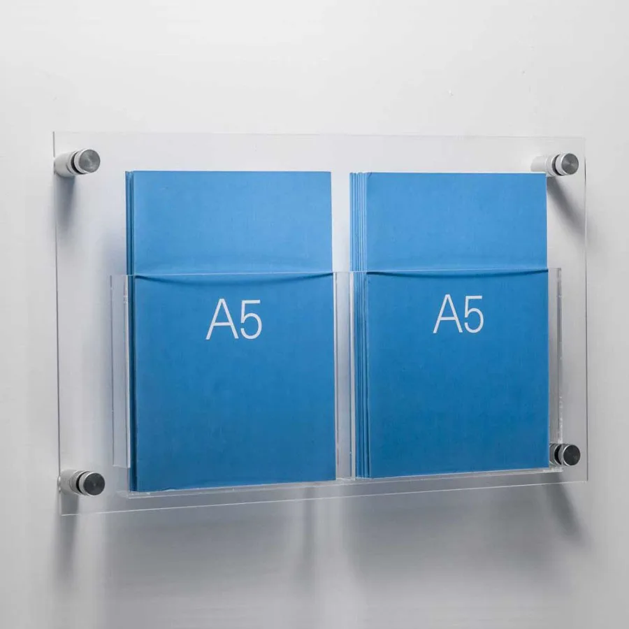 A5 Clear Literature Holder Modular Table and Wall-mountable Clear DF772501 
