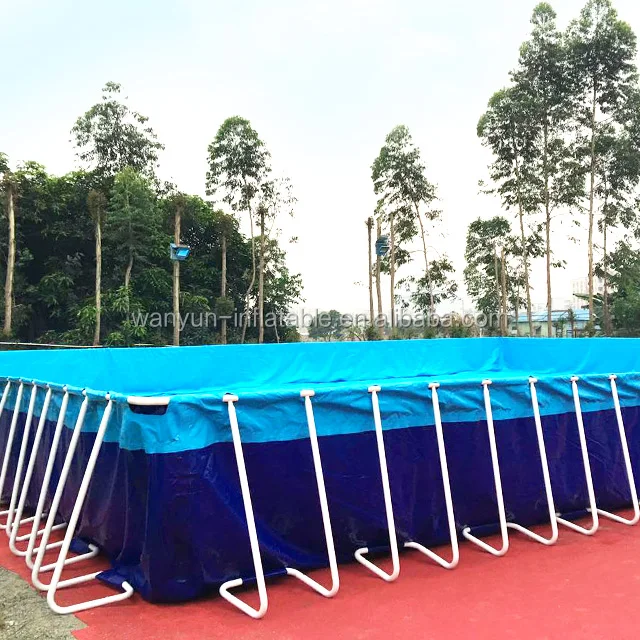 Горячая продажа металлическая рамка плавательный бассейн с прямоугольным металлическим каркасный бассейн ПВХ брезент с ткань стенты для бассейна