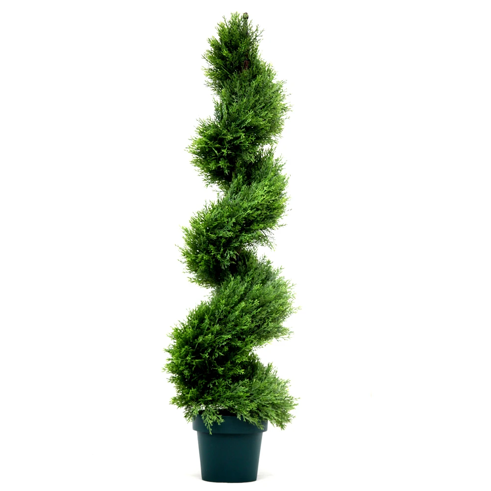 L Upright Juniper Slim Spiral Tree with Dark Green Round Growers Pot