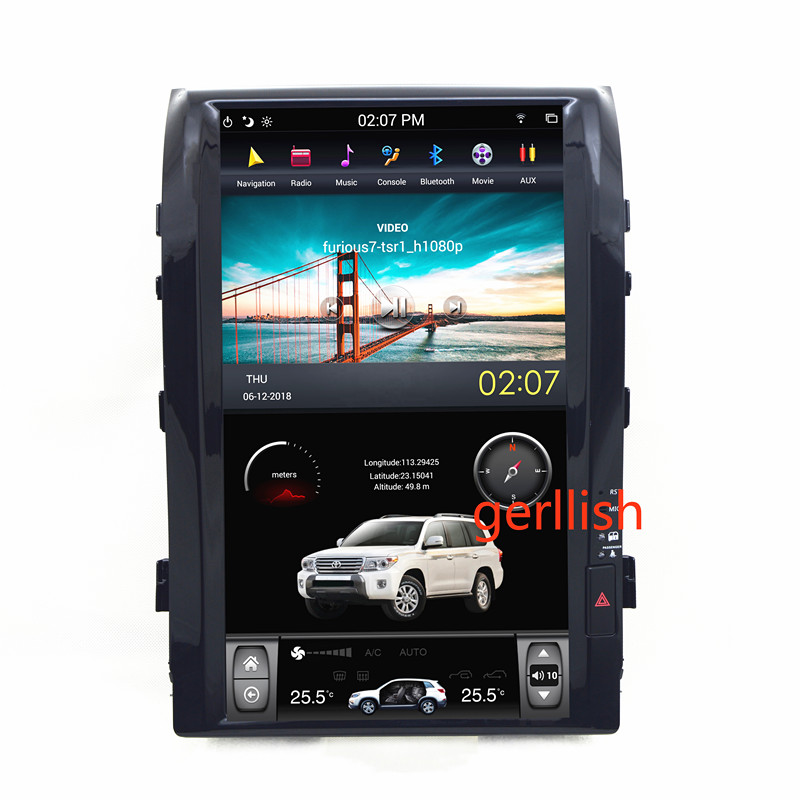 
Автомобильный мультимедийный dvd-плеер Tesla style с вертикальным экраном 16 дюймов, gps, радио, стерео для Toyota Land Cruiser VXR 2008-2015 