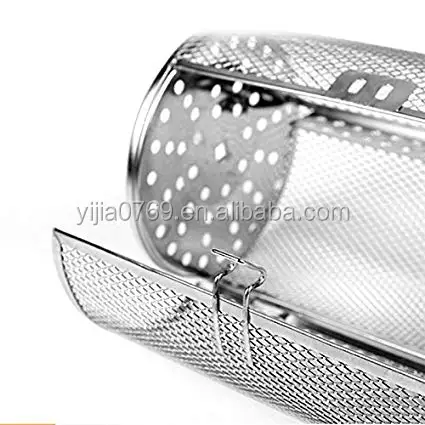 BBQ Charcoal Oven Basket Grill Rotating Heat Resistant Non-Stick Stainless Steel Rotisserie Trays Kit Hexagon Hole Corrosion