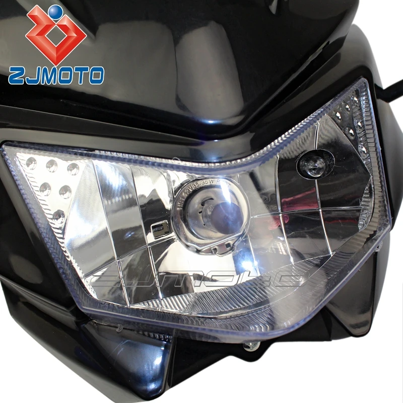 Source HEADLIGHT HEAD LAMP BLACK MOTORCYCLE STREETFIGHTER DIRT