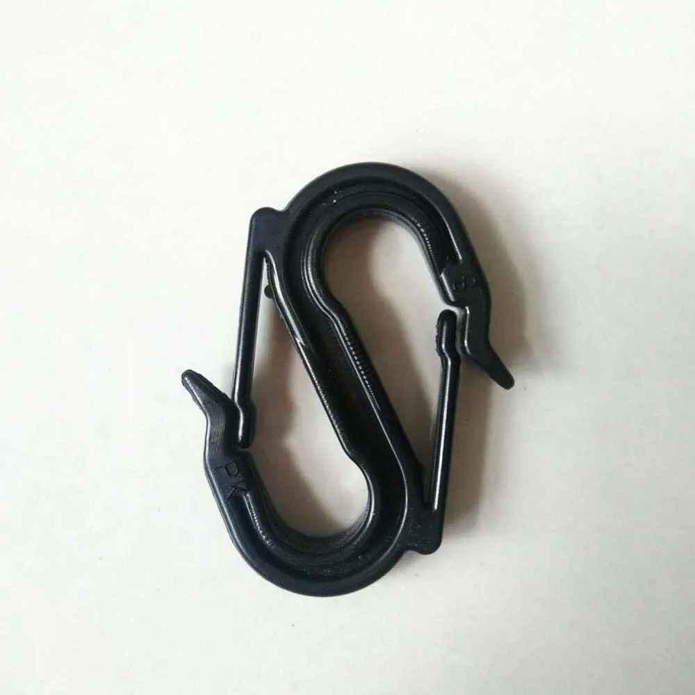 black plastic snap hook double s