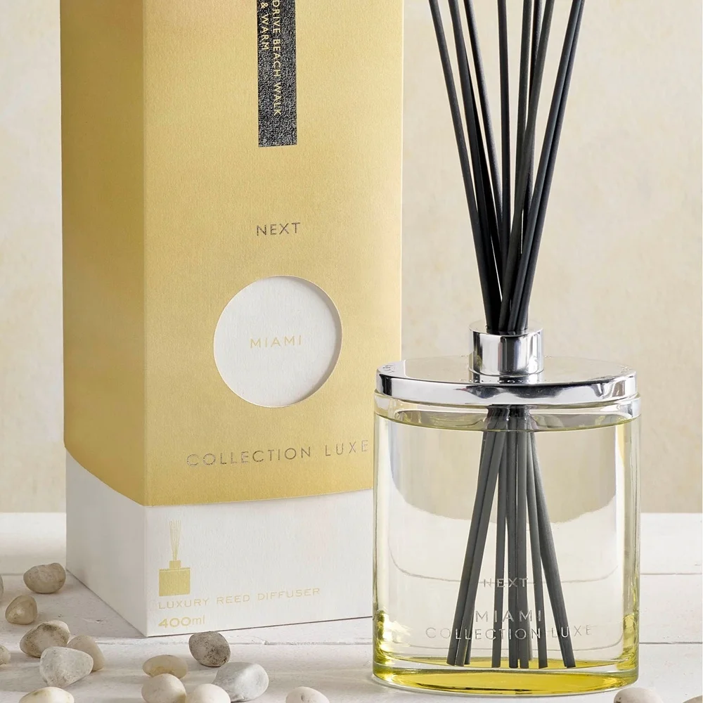 Home Decor Luxe Glass Reed Diffuser with Eco-Friendly Fiber Paraben Free Customizable Sizes & Scents