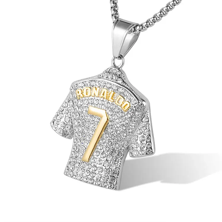 Cuistonelf Jersey Necklace for Men, Hip Hop Ronaldo No. 7 Jersey Necklace  Number 7 Soccer Jersey Pendant Necklace Men’s Football Player 7 Jersey  Charm