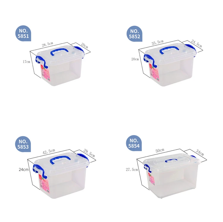 12l Transparent Toy Box Clothes Container With Handle Pp Plastic