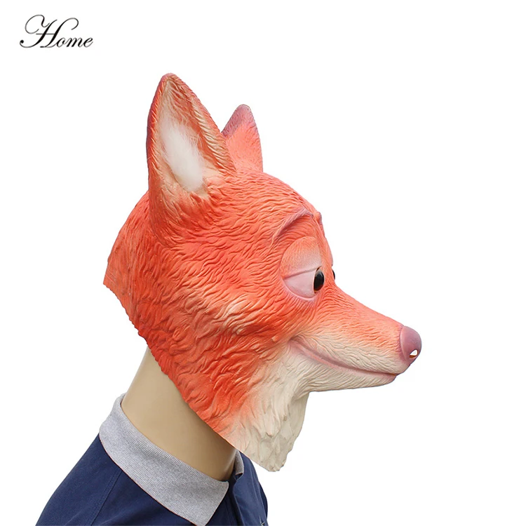 HOME Brand Nick Zootopia Fox Mask Realistic Latex Adult Unisex Halloween Head Mask with Custom Logo Option