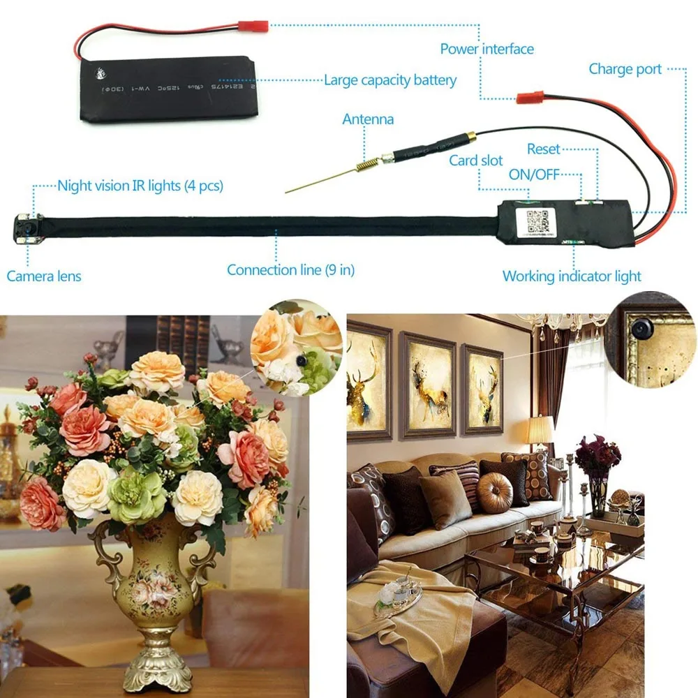 
Беспроводная IP-камера Full HD 1080P видео p2p сетевое ночное видение ИК-жена DIY модуль Mini DV DVR детские мониторы камера безопасности PQ199 