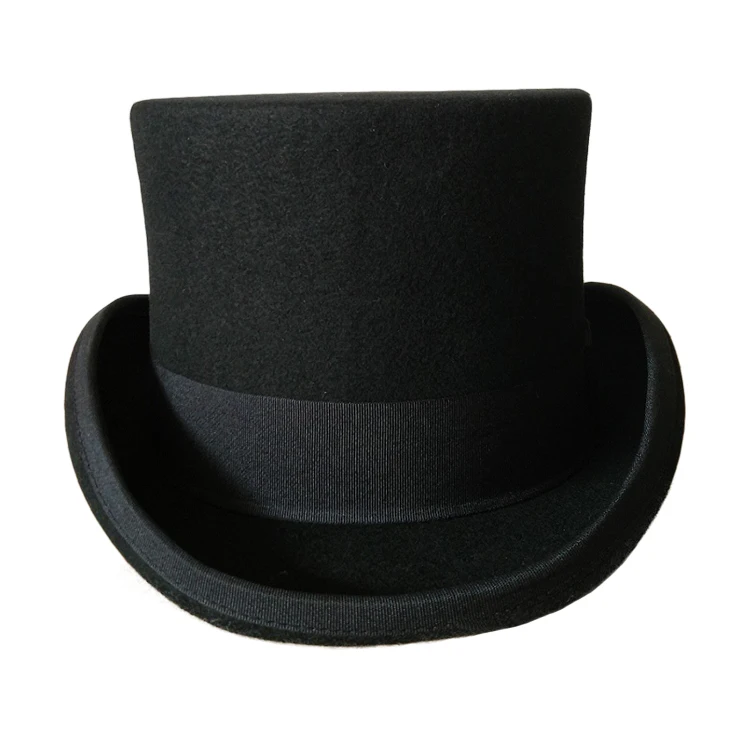 100% Wool Fedora Hats Black Top Hat 