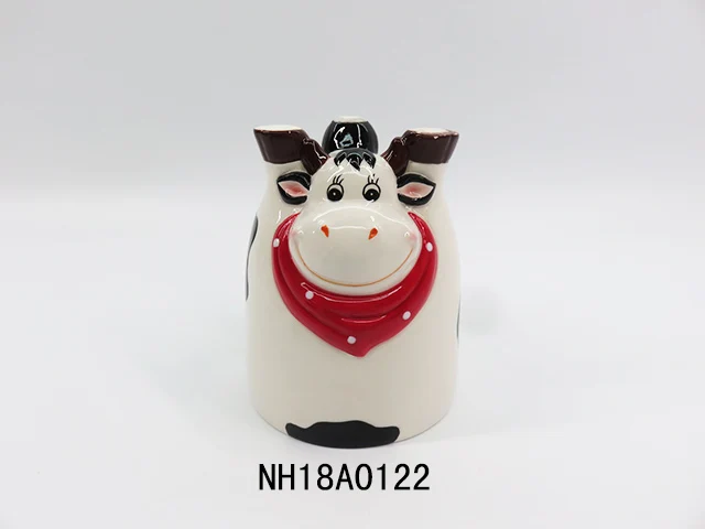 Théière Ancienne En Faïence, Forme Vache, Céramique Vintage Multicolore USA