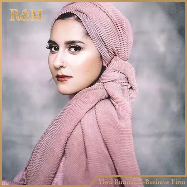 Crinkle-hijab-Foulard-châle sertir effiloché bords Maxi écharpe coton 70 couleurs 