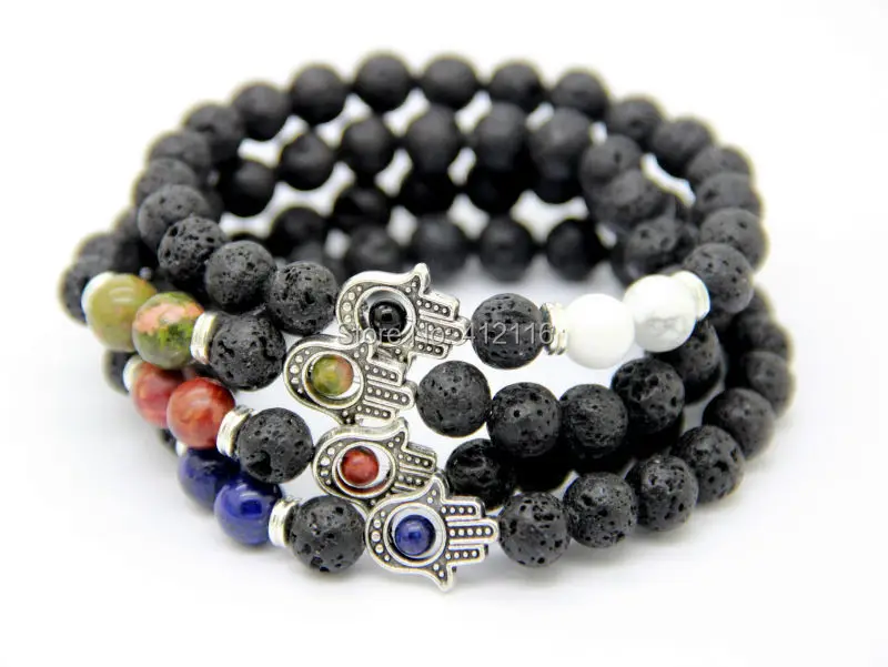 2018 New Design Men S Beaded Protection Hamsa Bracelets Lava Stone Img 4469 4468 4462 4463 4460