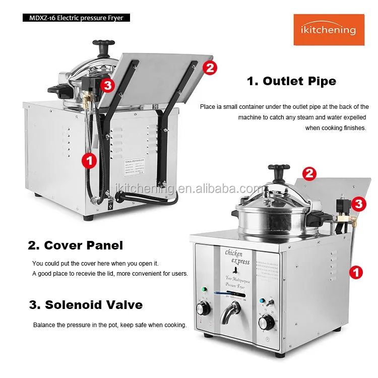 110V Countertop 16L Electric Chicken Express Multi-purpose Pressure Fryer  3KW US