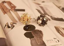 Imitation pearls elegant atmosphere in Europe and America rose ring opening wholesale fashion personality