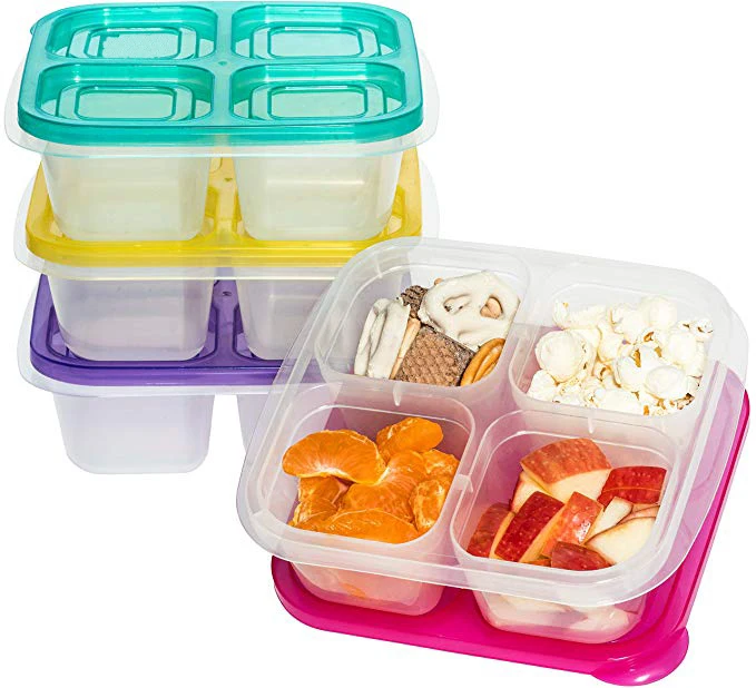 EasyLunchboxes ELB5-snack Snack Box Food Containers, 4-Compartment, Set of  3