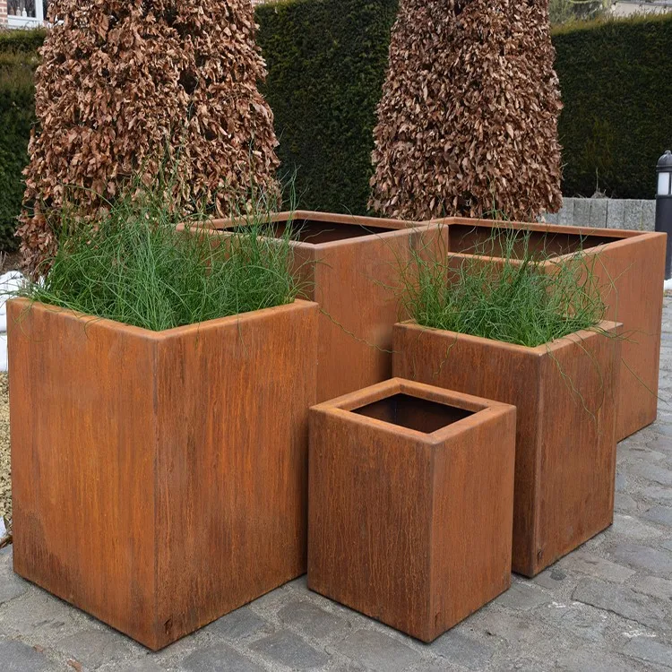 Factory Sales Light Weight Durable Large Black Tall Metal Steel Planter Box for Home and Garden
