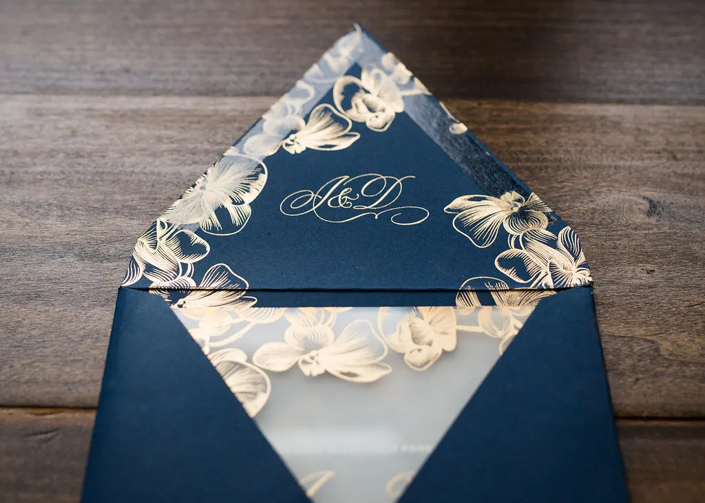 Personalized Wedding Card Suite Custom Acrylic Floral Wedding Invitation Card with Gold Foil
