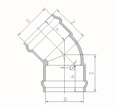 upvc pvc 塑料管件 45 度弯头尺寸与橡胶环