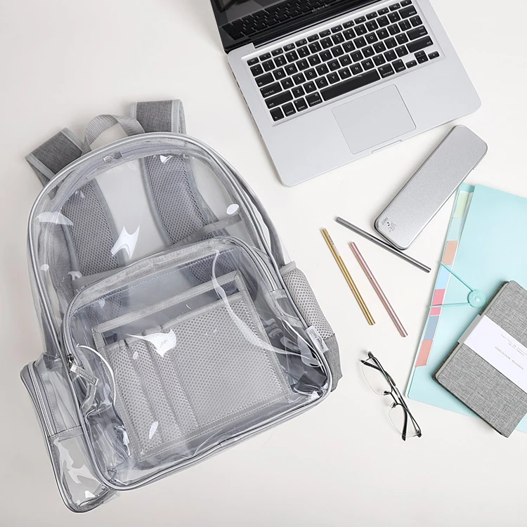 Stitch  Large Capacity Transparent PVC Book School Bags See Through Clear Plastic Backpack Heavy Duty