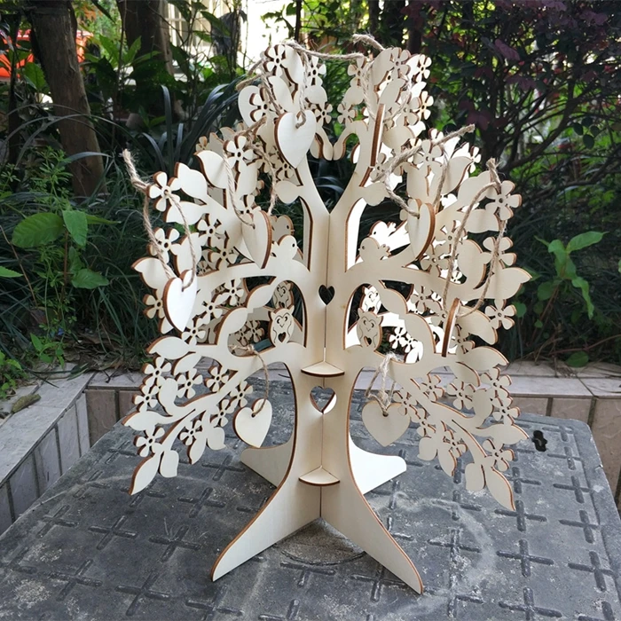 Arbre à Argent En Bois 26x28cm - Cadeau Mariage, Anniversaire - Décoration Avec Guirlande LED