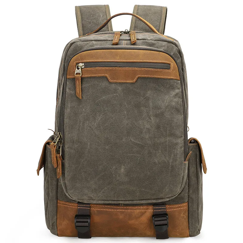 Outdoor Travel Large Capacity Waxed Canvas Dslr Digital Camera Bag Backpack