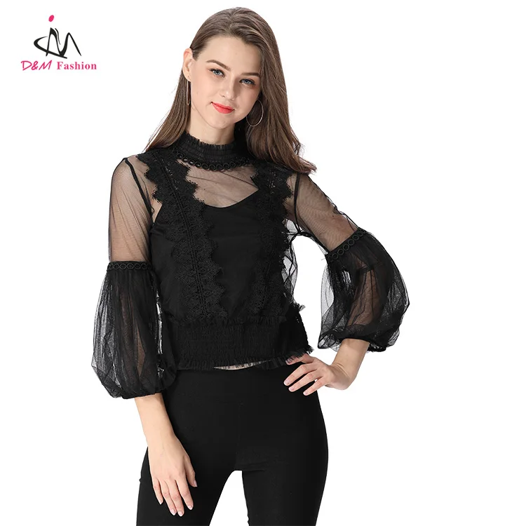 high neck chiffon top