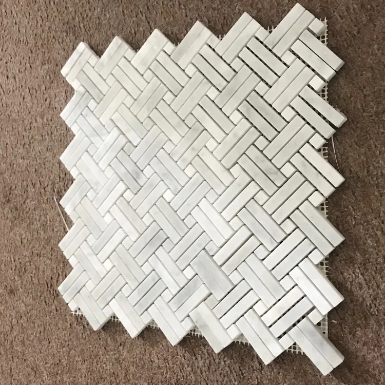 Carrara White Basketweave Mosaic Tile For Wall Floor Kitchen Backsplash supplier