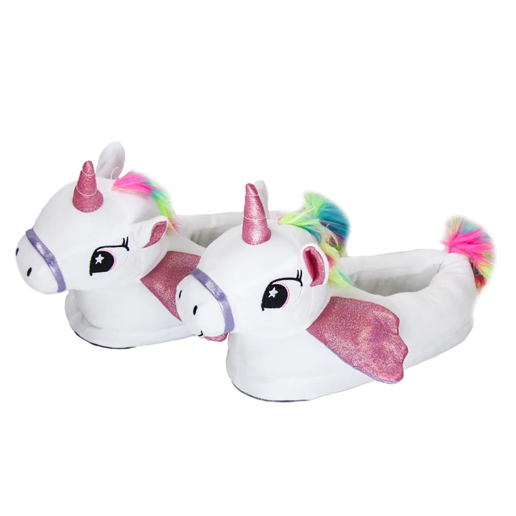 
fluffy home footwear plush house shoes wholesale plush unicorn baby Kids slippers for gifts 