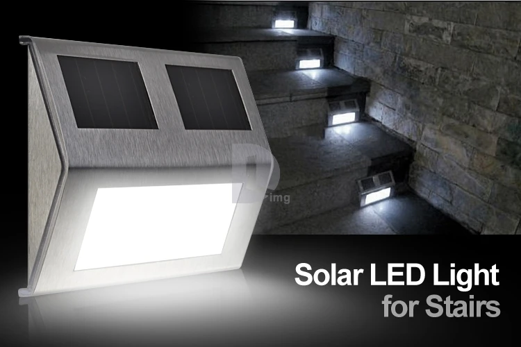 4pcs/lot Solar Powered Pannel Stainless Steel Staircase