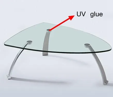 verre clair en métal table adhésif/résine uv/colle uv