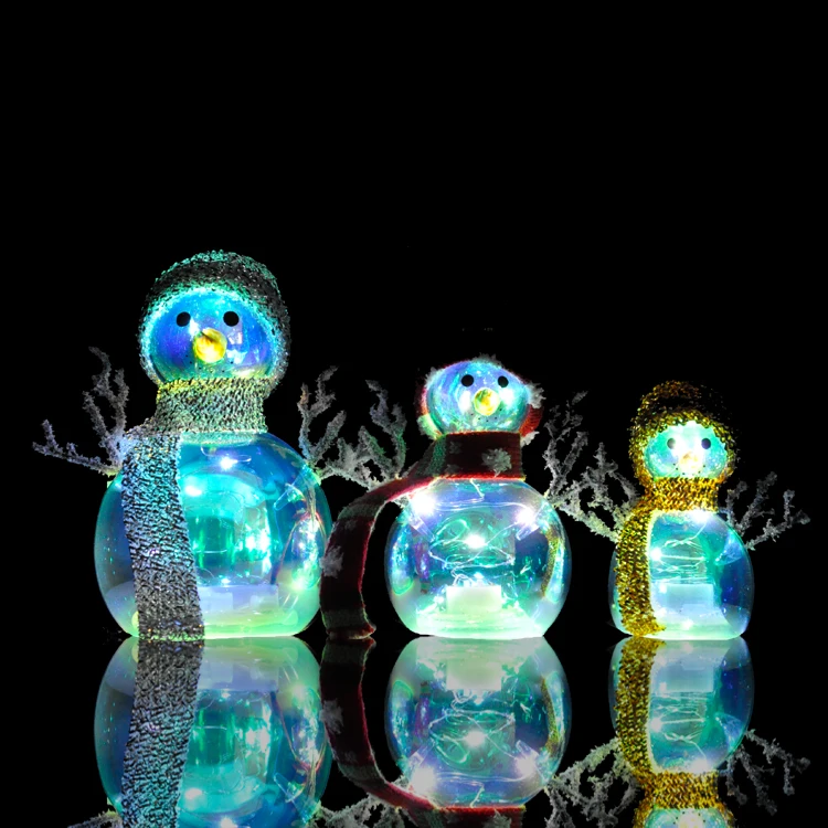 Blown glass decorative led light snowman figurine ornament christmas novelty products details