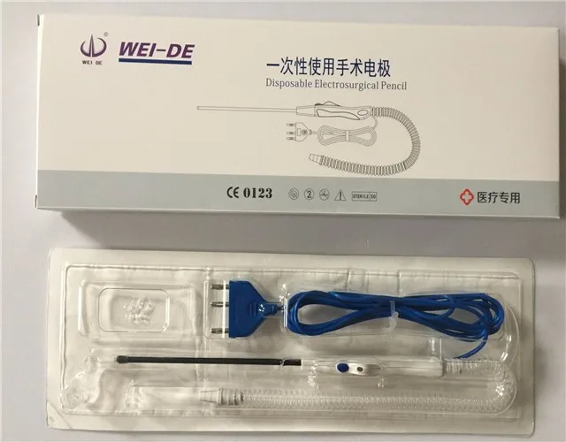 product-707-552 Hot Selling Blue and White Medical Disposable Electrosurgical Electrode Pencil