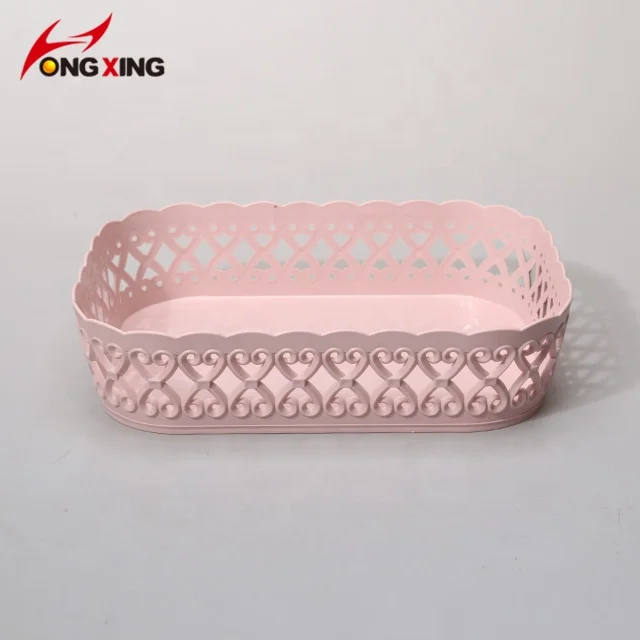 Lace Design Rectangle Kitchen and Living Room Plastic Storage Basket