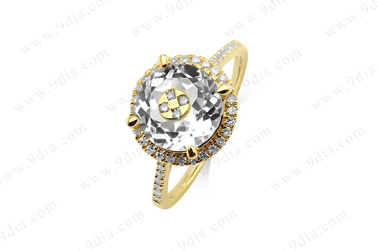 Best Selling AAA Quality Butterfly Tourmaline Pear Cut Diamond 14K Yellow Gold Gemstone Ring for Wedding & Anniversary