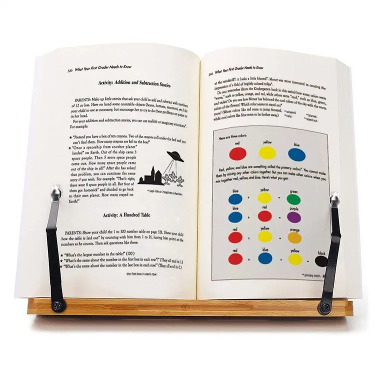 Adjustable Textbook  Reading Book  Wood Bamboo Tablet Cookbook Book Stand
