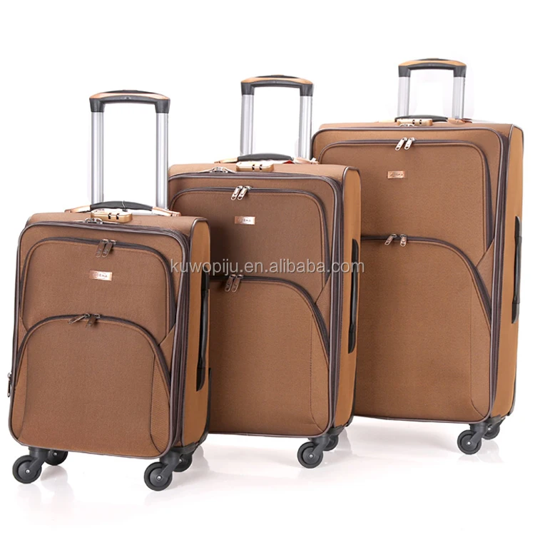 Blue Color Cheap Polyester 600 D 4 Wheels EVA Soft Side Suitcase 3pcs Expendable Fabric Type Luggage