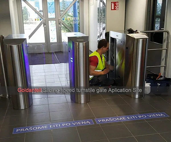 1.8M Full High Turnstile with 304 Stainless Steel Construction and IP54 Protection for Secure Dual Lane Entry