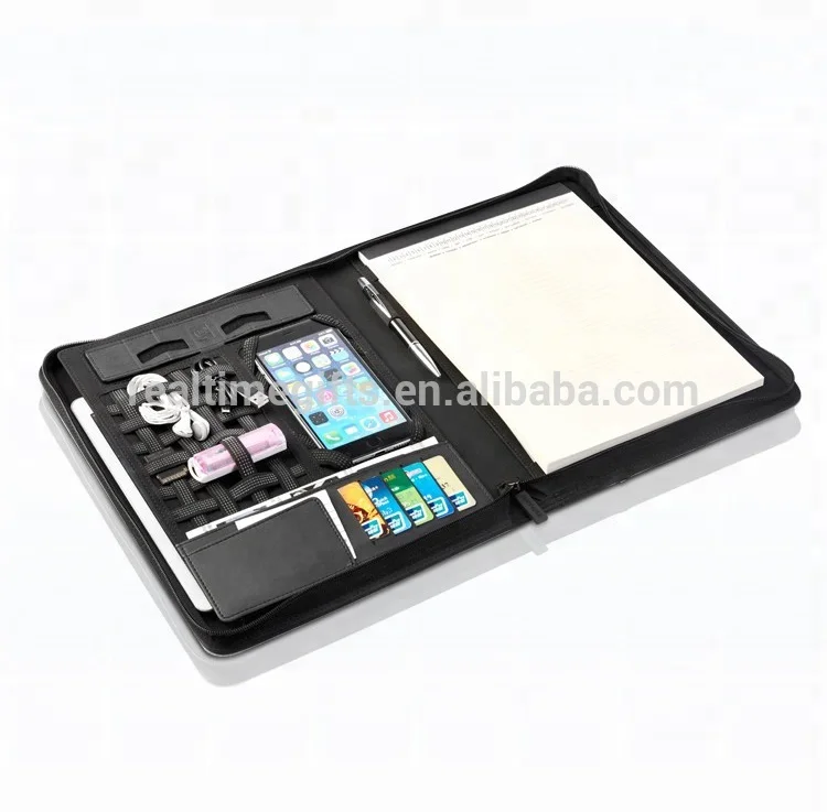 
 Роскошный деловой офисный Органайзер А4 из черной искусственной кожи  