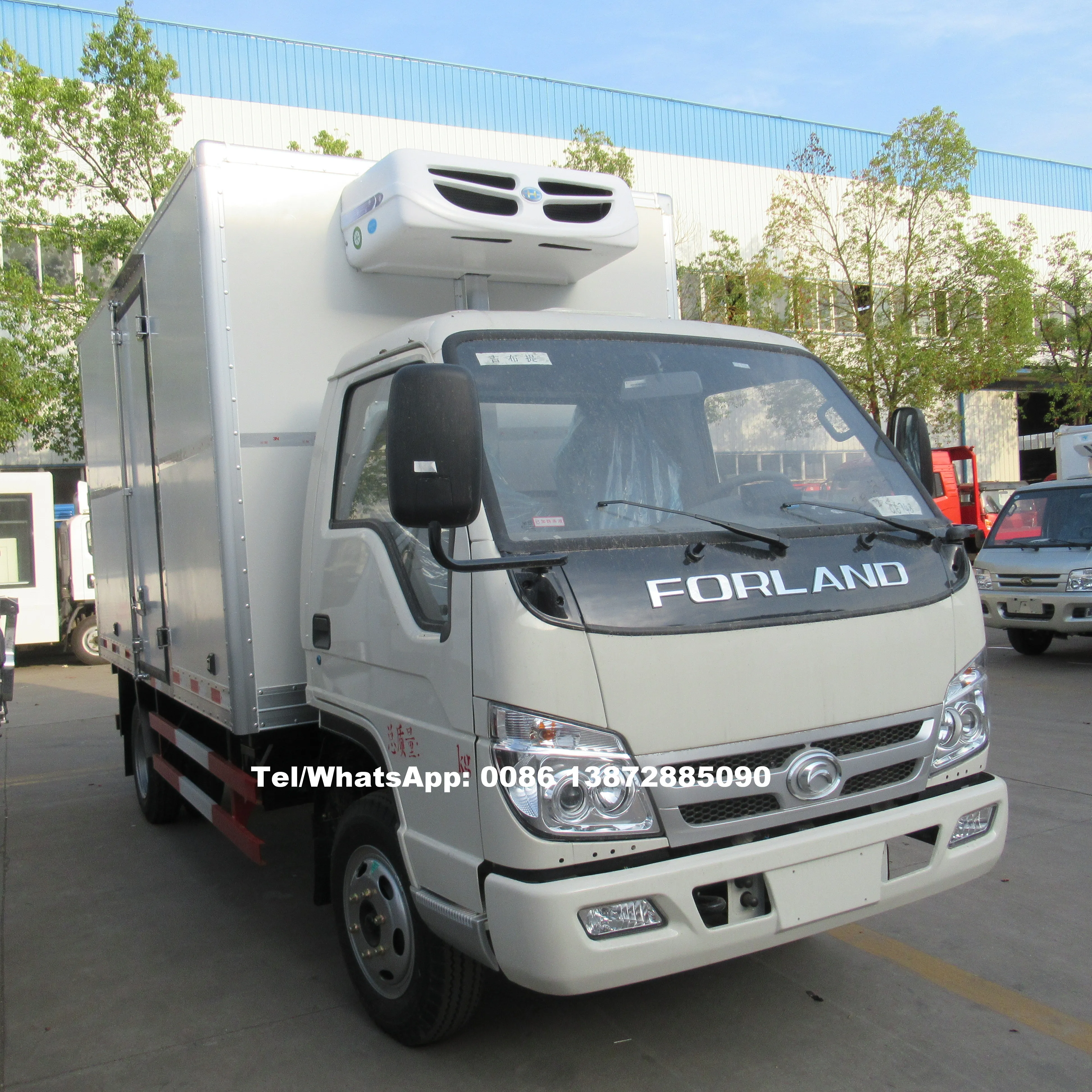 Foton Forland 4x2 signal Cabin 3.5ton Fiberglass Truck Body Frozen Chicken Refrigerated Van  Cold Plate Trucks for Sale