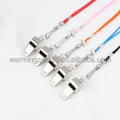 Дешевые, оптовая продажа, наружное использование, громкий свисток из нержавеющей стали, рефери, металлический свисток с ремешком