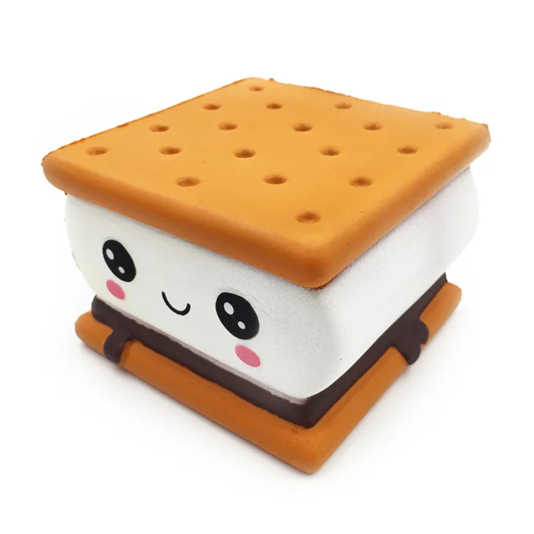 Promotion Anti Stress Release Cartoon Sandwich Biscuit Slow Rising Squishies Simulation Food Wholesale Squishy  Biscuits