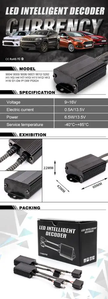 All Car Radio Canbus Error Free H7 H4 9005 H11 H13 880 Led Headlight Driver Resistor C6 Decoder