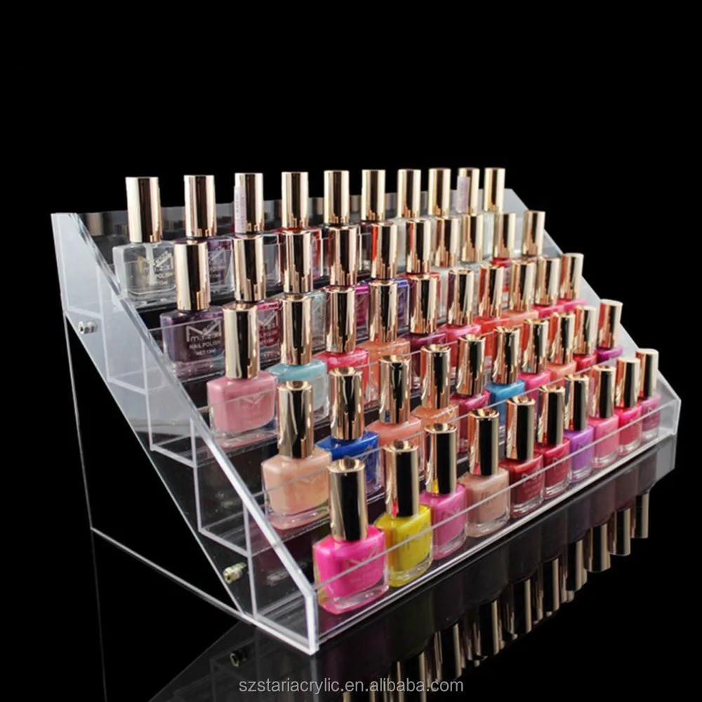 JACKCUBE 5 Tier Clear Nail Polish 360 Rotating display Rack Organizer Box Stand