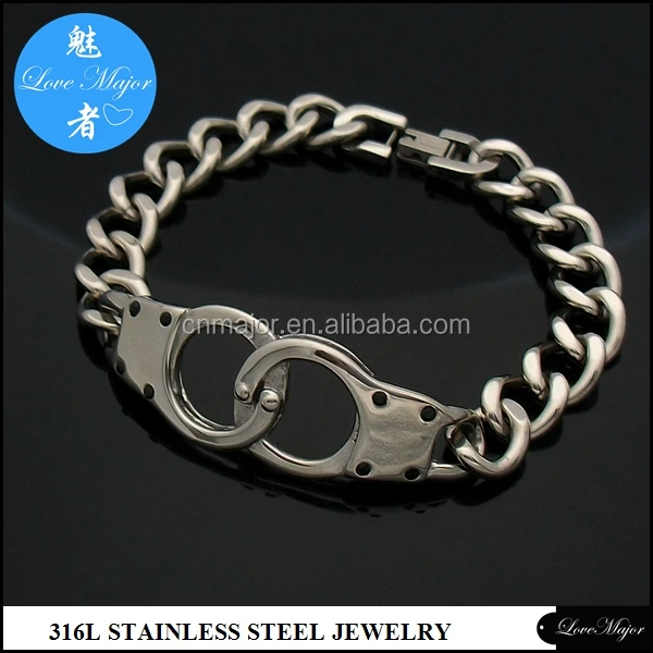 Men's stainless steel hot sale handcuff bracelet