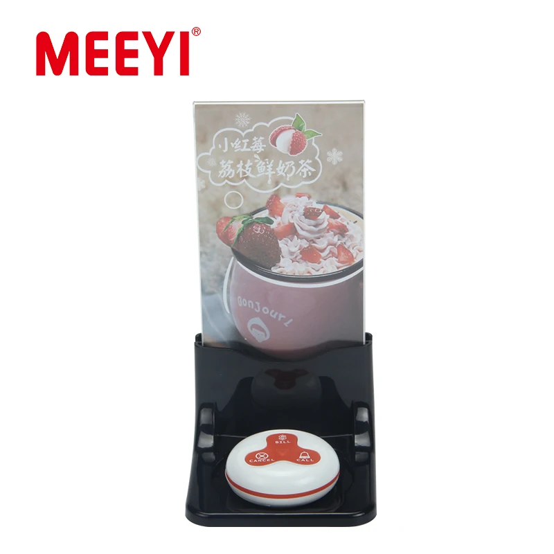 Meeyi Food Court Wireless Call System Waiter Call Button With Table Stand Menu Holder